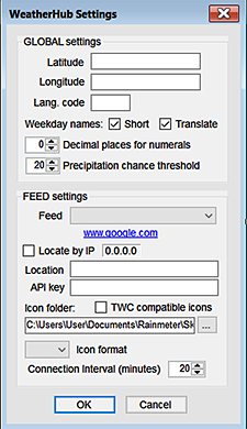 Settings dialog